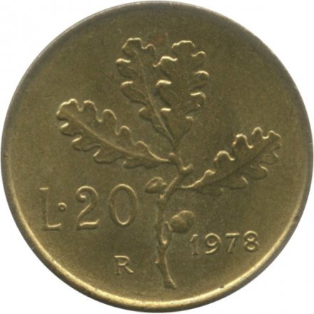 Италия 20 лир 1978 год