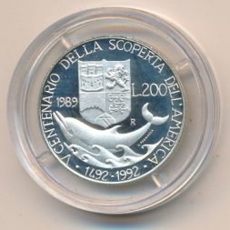 Италия 200 лир 1989 год