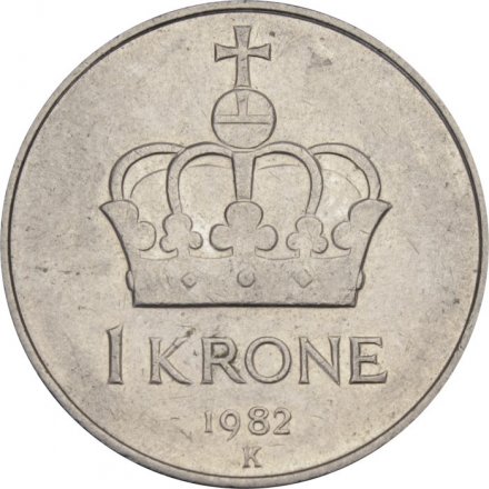 Норвегия 1 крона 1982 год - Улаф V 