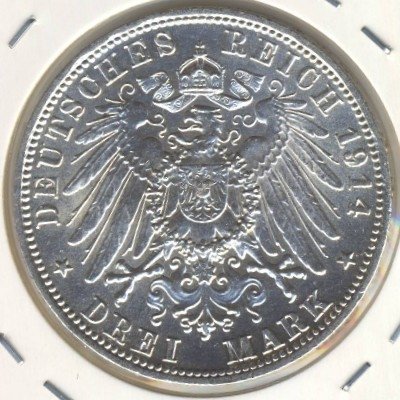 Бавария 3 марки 1914 год