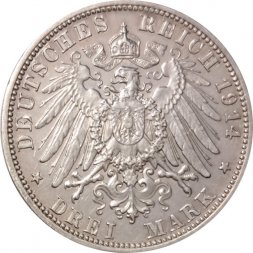 Бавария 3 марки 1914 год - Людвиг III