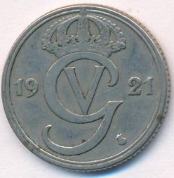 Швеция 50 эре 1921 год - Король Густав V