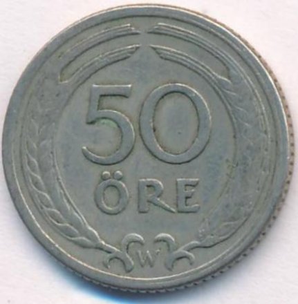Швеция 50 эре 1921 год - Король Густав V
