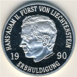 Монета Лихтенштейн 100 франков 1990 год