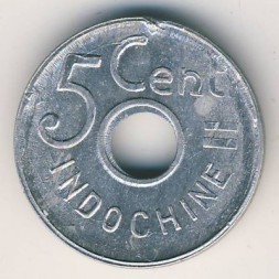 Монета Французский Индокитай 5 центов 1943 год