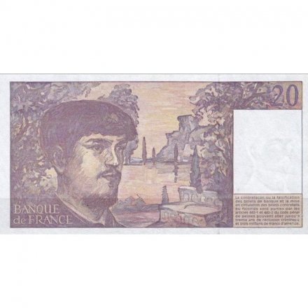 Франция 20 франков 1997 год - Клод Дебюсси. Опера Ла Мер UNC