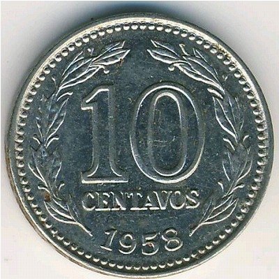 Аргентина 10 сентаво 1958 год