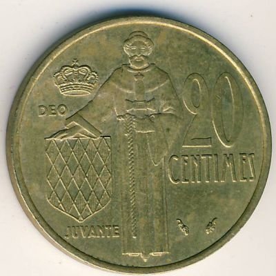 Монако 20 сантимов 1975 год