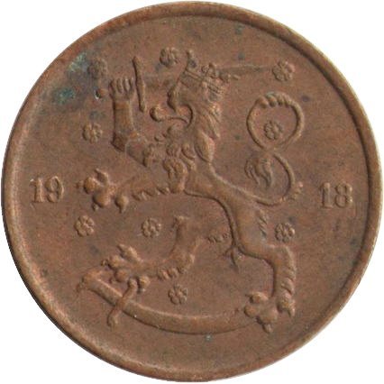 Финляндия 5 пенни 1918 год - Герб