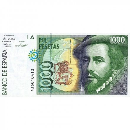 Испания 1000 песет 1992 год - Канкистадор Эрнан Кортес UNC