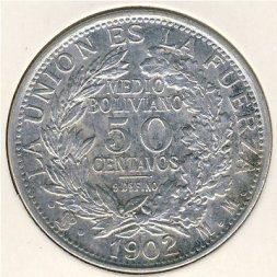 Боливия 50 сентаво 1902 год