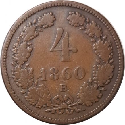 Австрия 4 крейцера 1860 год (B)