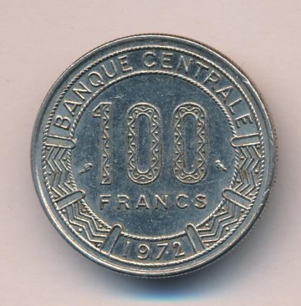 Конго 100 франков 1972 год - Западная канна (антилопы)