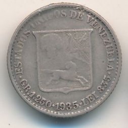 Венесуэла 1/4 боливара 1935 год