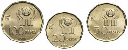 Набор из 3 монет Аргентина 1978 год - Чемпионат мира по футболу