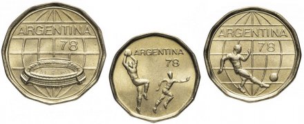 Набор из 3 монет Аргентина 1978 год - Чемпионат мира по футболу