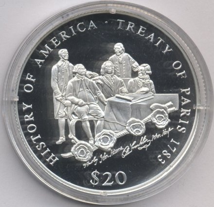 Либерия 20 долларов 2000 год - Парижский мир 1783