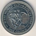 Остров Мэн 1 крона 1986 год - Чемпионат мира по футболу 1986, Мексика (отбор мяча, 2 игрока, медь-никель)