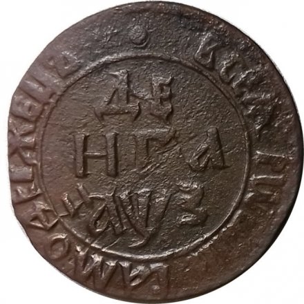 Денга 1707 год Пётр I (1699 - 1725) - VF+