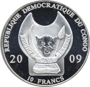Конго 10 франков 2009 год - Воины мира - Викинг