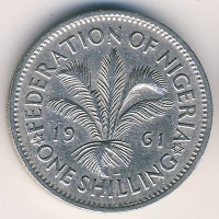 Монета Нигерия 1 шиллинг 1961 год - Пальма
