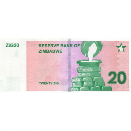 Зимбабве 20 зиг (долларов) 2024 год - Балансирующие камни Чиремба - UNC