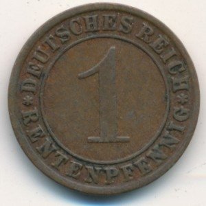 Веймарская республика 1 рентенпфенниг 1924 год (E)
