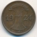 Веймарская республика 1 рентенпфенниг 1924 год (E)