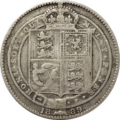Великобритания 1 шиллинг 1889 год (новый профиль королевы)