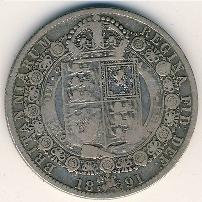 Великобритания 1/2 кроны 1891 год