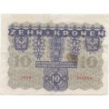 Австрия 10 крон 1922 год - F