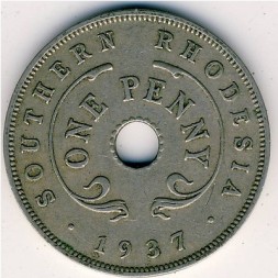 Южная Родезия 1 пенни 1937 год