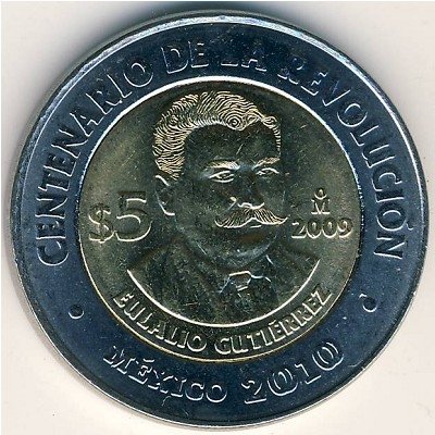 Мексика 5 песо 2009 год