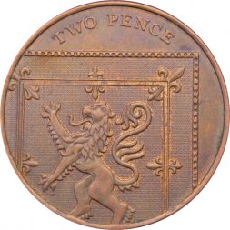 Великобритания 2 пенса 2008 год - Фрагмент герба британской королевской семьи