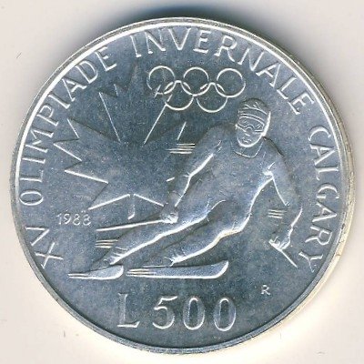 Сан-Марино 500 лир 1988 год - Олимпиада 1988. Горнолыжный спорт