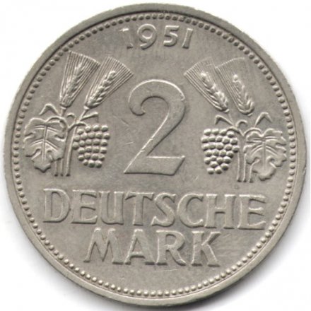ФРГ 2 марки 1951 год (F)
