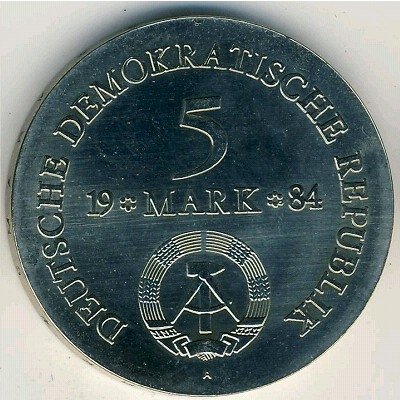 ГДР 5 марок 1984 год - 150 лет со дня смерти Адольфа фон Лютцова