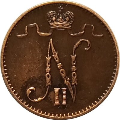 Финляндия 1 пенни 1895 год - Николай II - XF