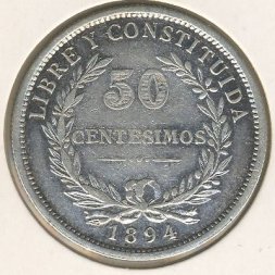 Уругвай 50 сентесимо 1894 год