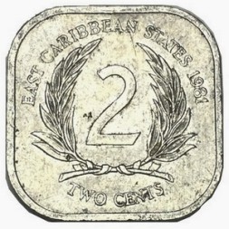 Восточные Карибы 2 цента 1981 год