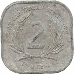 Восточные Карибы 2 цента 1981 год