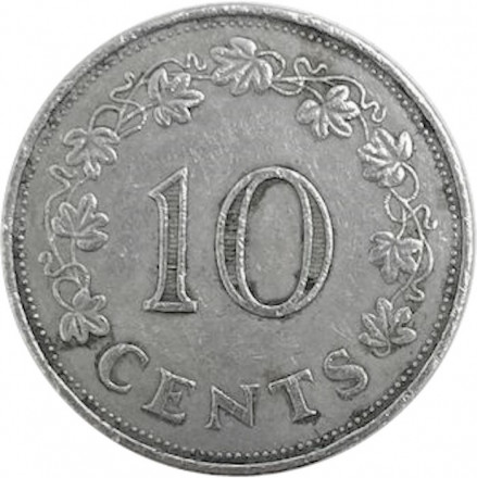 Мальта 10 центов 1972 год - Корабль