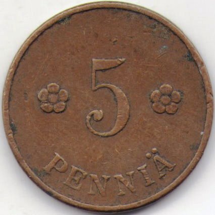Финляндия 5 пенни 1920 год