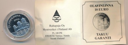 Финляндия 10 евро 1996 год - Крепость Олавинлинна (Олафсборг) (Unusual)