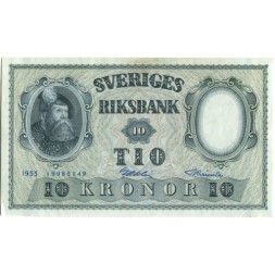 Швеция 10 крон 1952 год - Портрет короля Густава Васа - UNC-