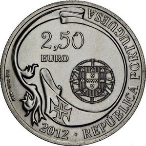 Португалия 2,5 евро 2012 год - 75 лет учебному кораблю «Сагреш»