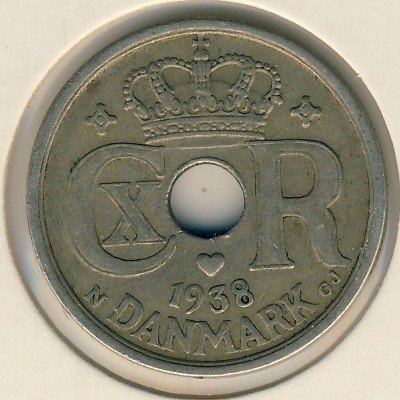 Дания 25 эре 1938 год