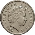 Гибралтар 5 пенсов 2003 год - Отметка &quot;AB&quot; на реверсе (магнетик)