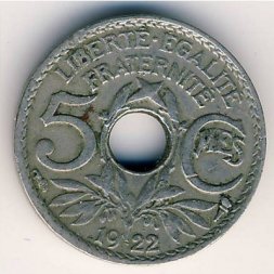 Франция 5 сантимов 1922 год
