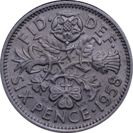 Великобритания 6 пенсов 1958 год